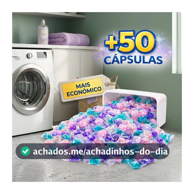 Kit 50 Cápsulas Para Lavagem Limpeza Roupas Macias Cheirosas - XL