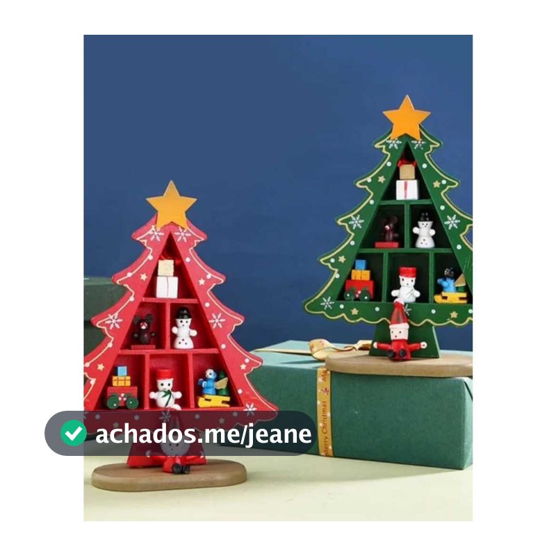 Arvore de Natal Decorativa Decoração Natalina Com Enfeites De Madeira Desmontável Verde Natal 2026