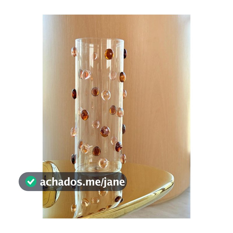 Vaso  Decorado  com Gemas de Vidro  Design Italiano Sphere 25 cm de  Altura x 10 cm