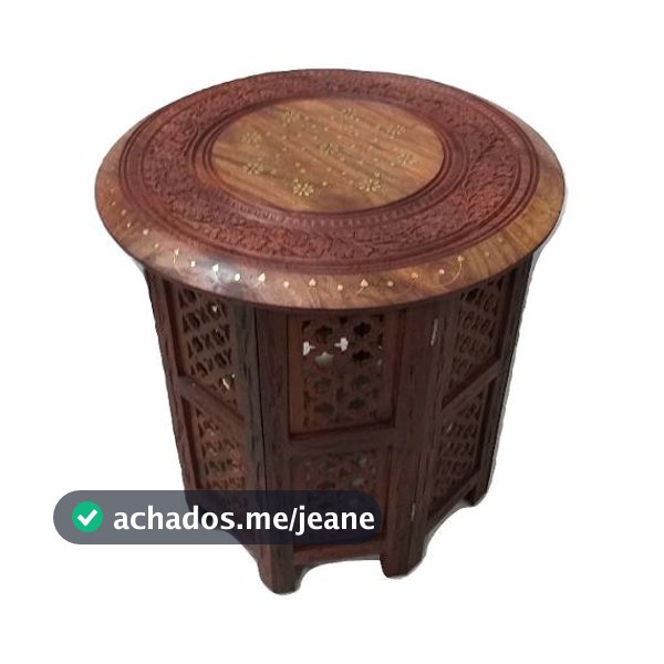 Mesa Indiana Entalhada Decoração Desmontável 45 Cm