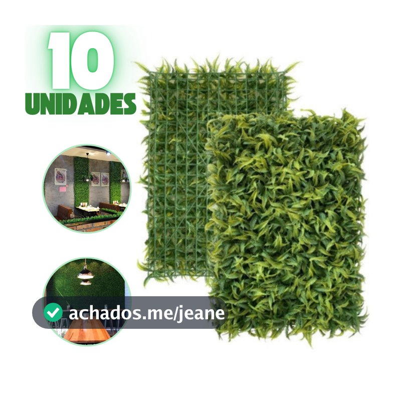 Kit 10 Placa De Samambaia Cheia 40x60 Jardim Vertical Artificial