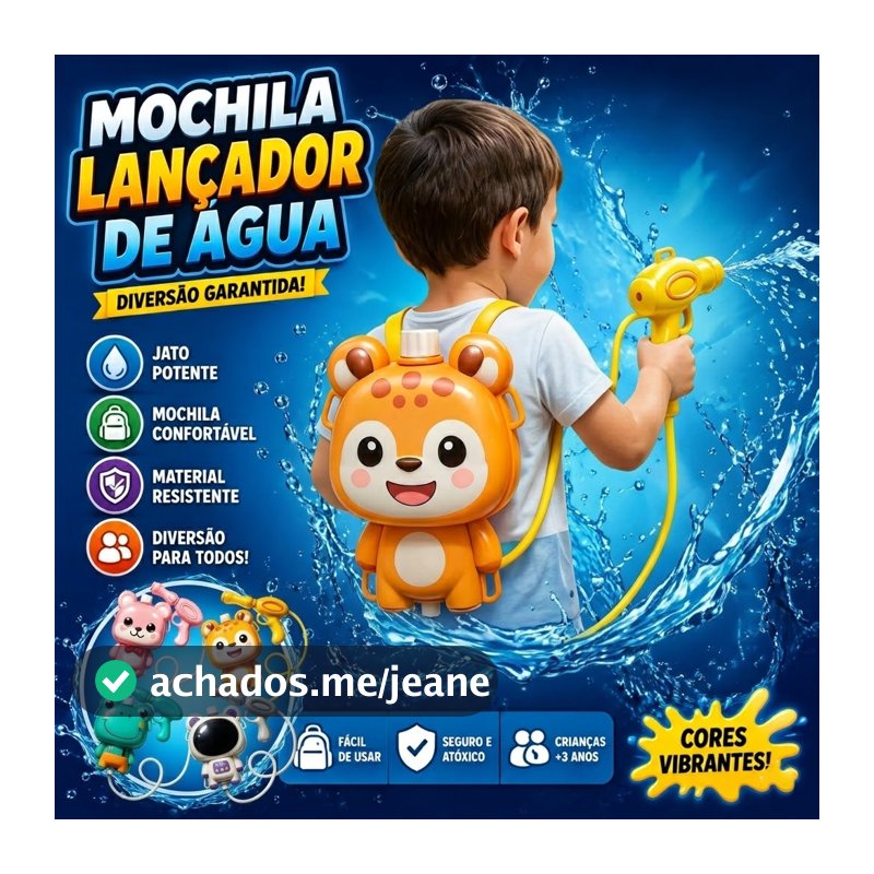 Mochila Langa Agua Infantil com PistolaDivertidaMochila Arminha Lança Água Infantil Brinquedo Pistola D'Água para Crianç