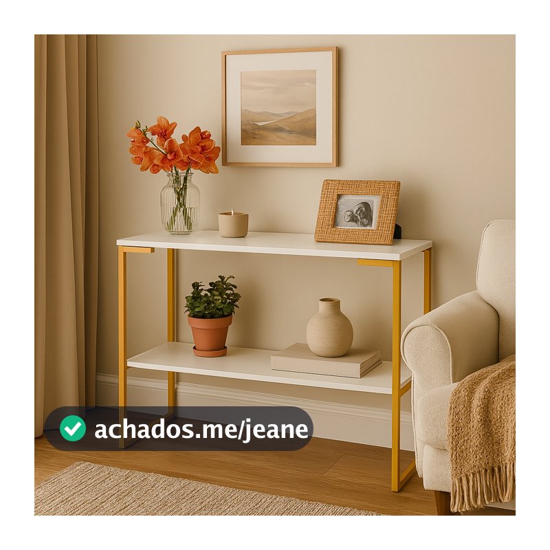 Mesa Aparador Industrial Off White e Dourado – Decoração Moderna para Sala