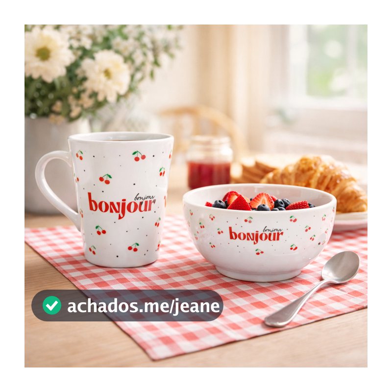 Kit Cumbuca Porcelana + Caneca Café Chá Cozinha Decoração