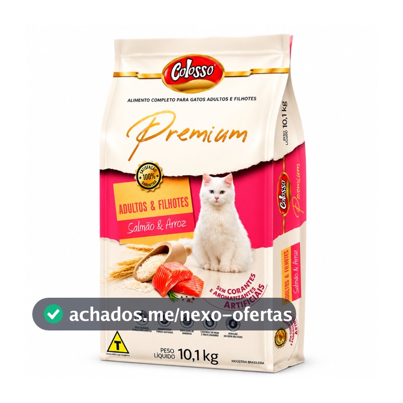Ração Gatos Adultos e Filhotes Salmão Premium Colosso 10.1 kg