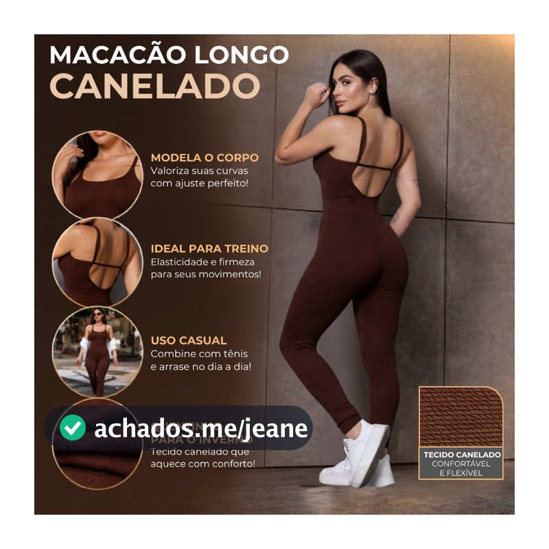 Macacão Longo Academia Feminino Canelado Alcinha Roupa Macaquinho Fitness Esportivo Treino Yoga