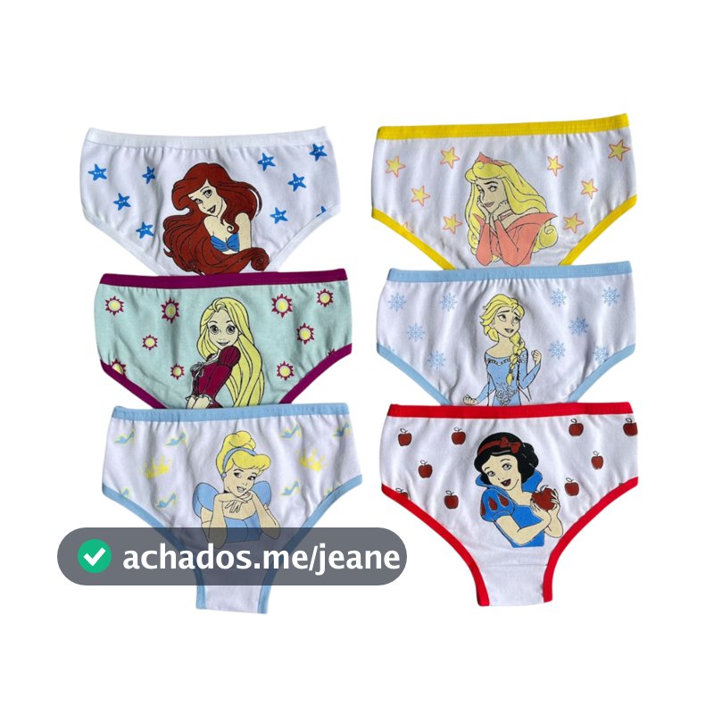 Calcinha Infantil Algodão Menina Estampas Princesas Confortavel