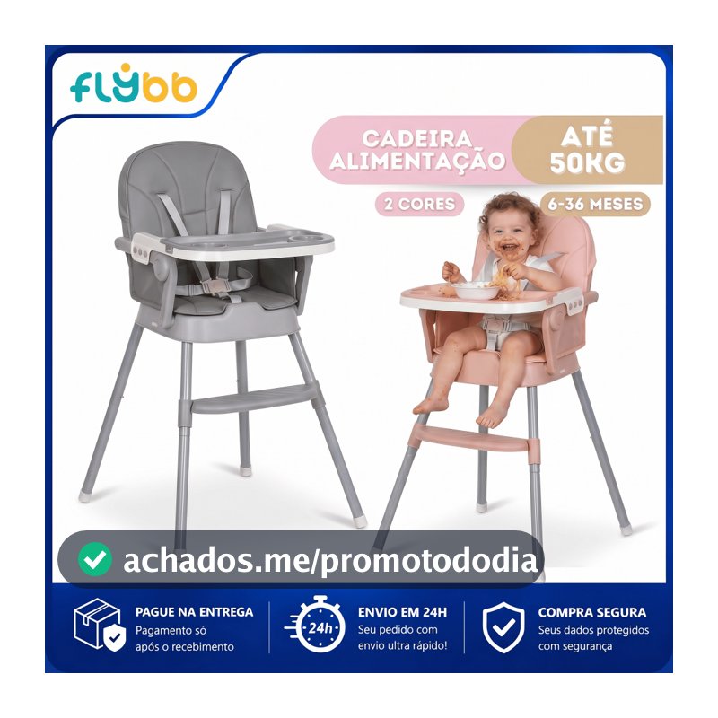 Flybb Cadeira de Alimentação Bebê Infantil Portátil Dobrável Segura e Confortável para Refeições em