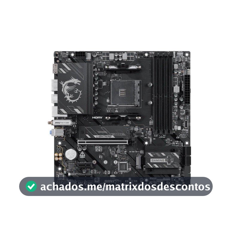 Placa-Mãe MSI B550M Gaming Plus WiFi6E, AMD AM4, DDR4, Wi-Fi 6E, Bluetooth 5.2, Preto e Prata - B550M GAMING PLUS WIFI6E