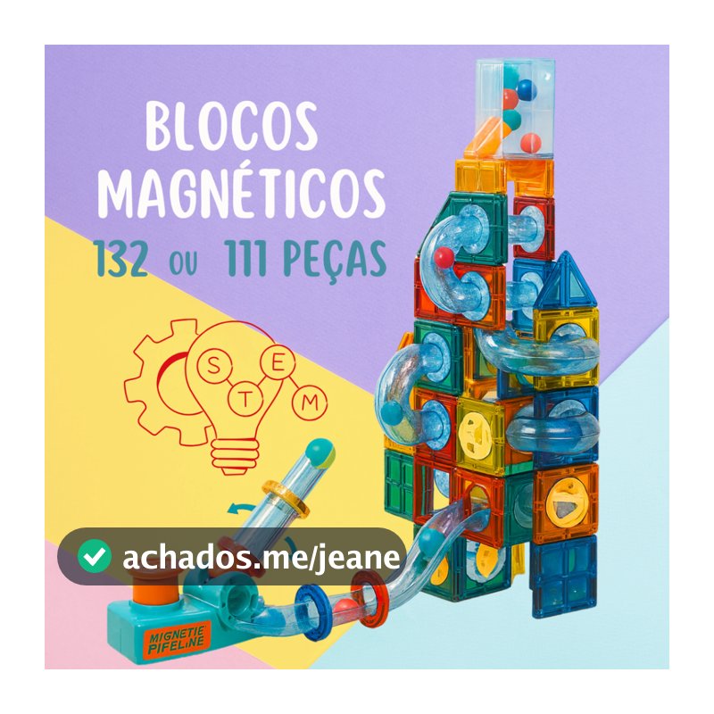 Bloco Magnético 111 ou 132 peças Brinquedo  STEM Desenvolvimento Infantil