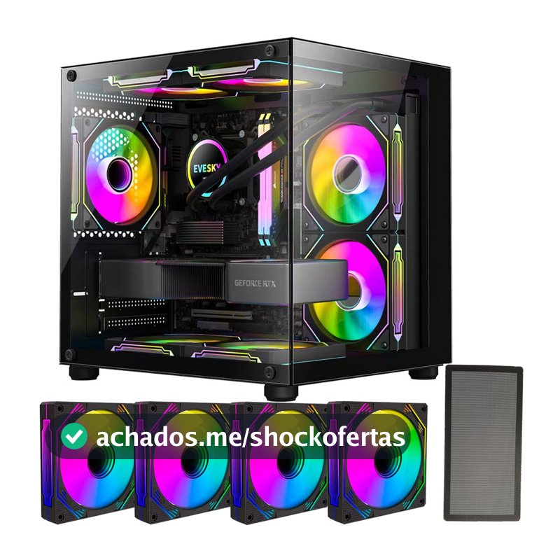 Gabinete Gamer  Aquário em Vidro Com 4 Fans RGB GB1796