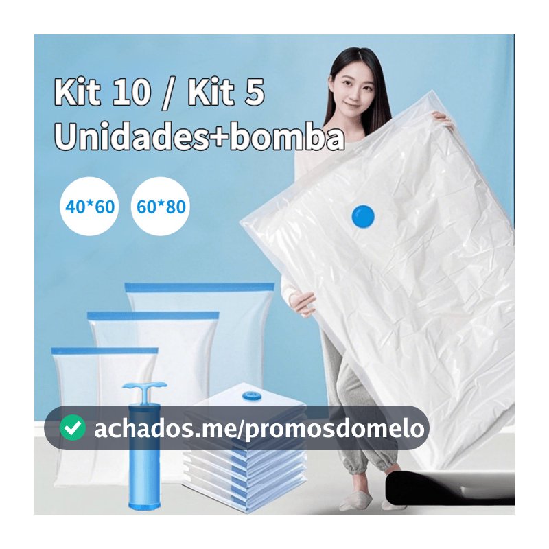 Kit Saco A Vácuo Grande Organizador Edredom Coberto Mala Roupa Viagem De Cama com Bomba Manual Tamanho Grande
