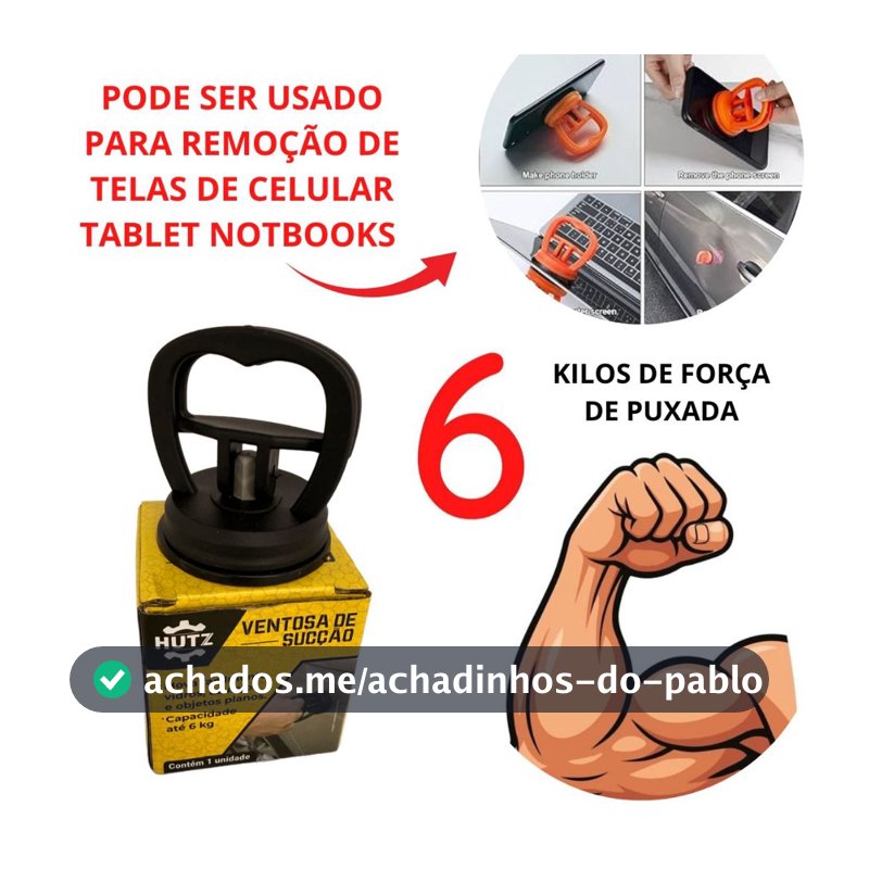 Puxador Ventosa Reparo Desamassar Lataria Carro Amassado Alta Sucção 7kilos Tela Lcd Celular Tablet