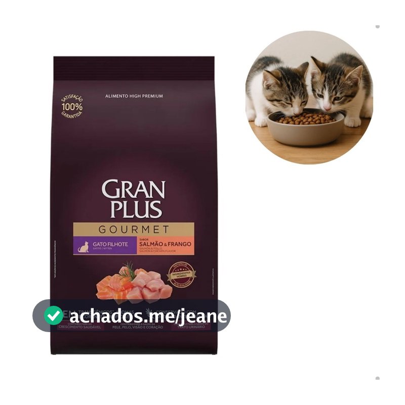 Ração GranPlus Gourmet Gatos Filhotes Salmão e Frango 3kg