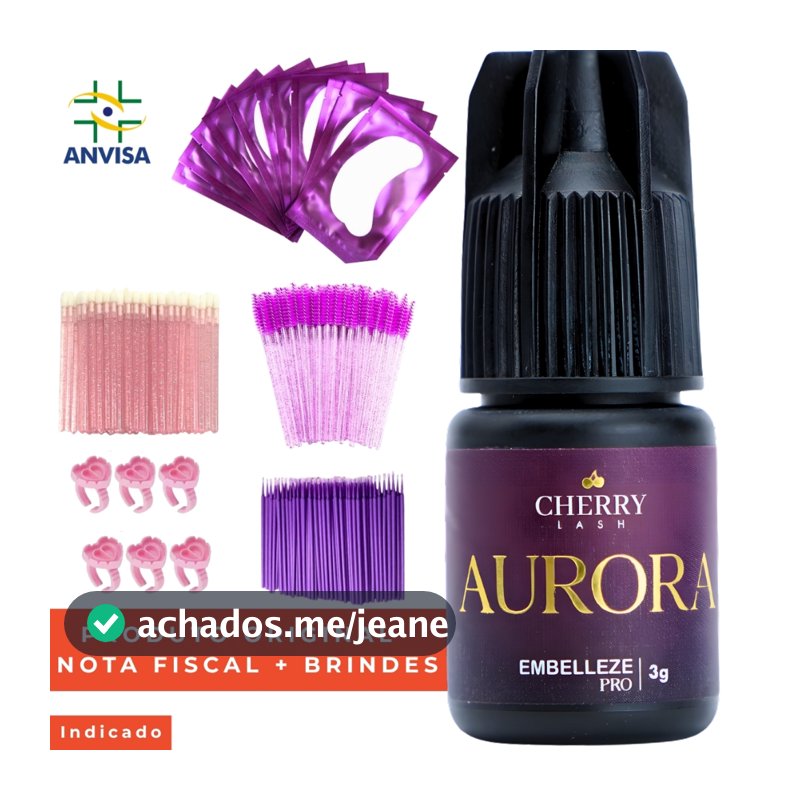 Cola Para Extensão De Cílio Cherry Lash Aurora 3ml Embelleze Preto