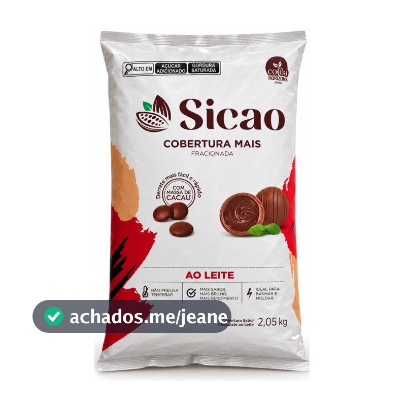 Cobertura Fracionada Ao Leite Sicao Mais 2,05kg Gotas Trufa Bombom Confeitaria