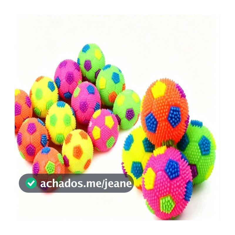 de Brinquedo Bolinha elastica colorido formato de futeball com  som