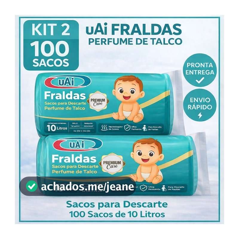 Saco De Lixo Kit 100 Unidades 10 Litros  Tira Odor Perfumado Com Cheiro de Talco Econômico