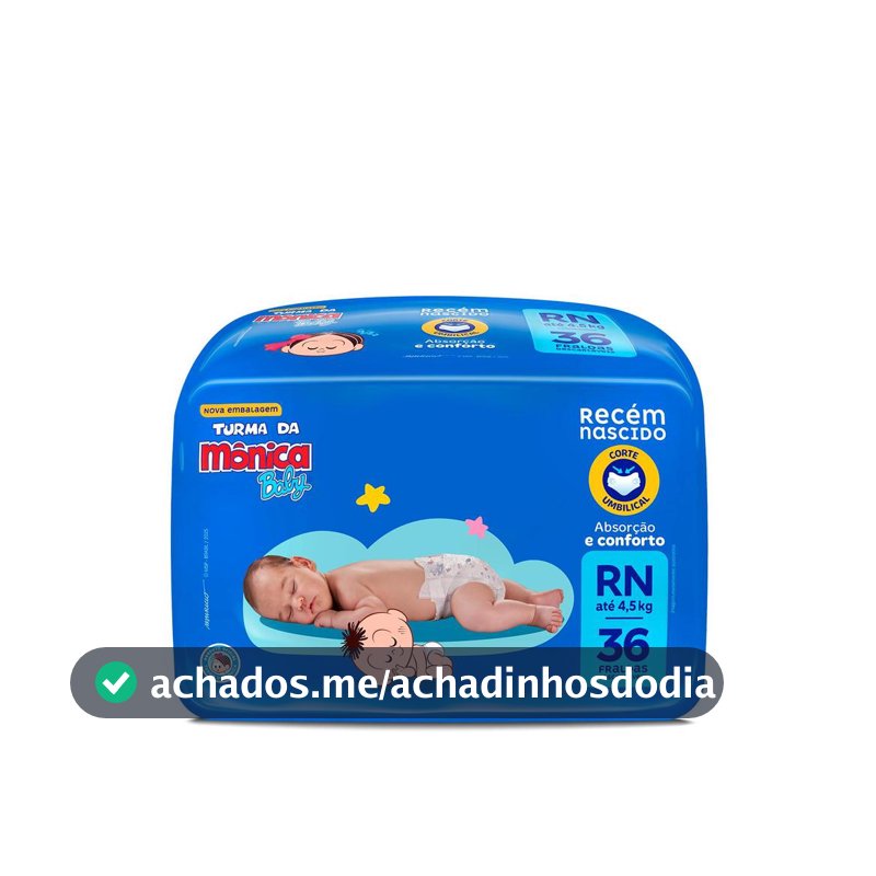 Fralda Turma da Mônica Baby Jumbo RN com 36un