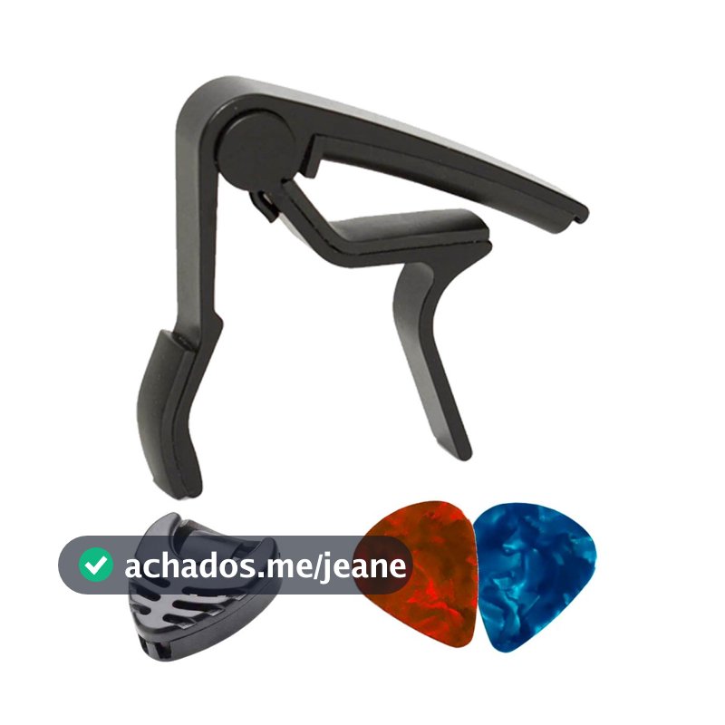 Capotraste Pestana Braçadeira Violão Guitarra Ukulele + Porta Palhetas+ 2 Palhetas NV
