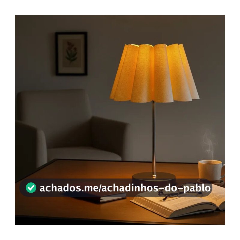 Luminária de Mesa Redondo com Interruptor e Cúpula Pétala Bege de Casa canto de Sala quarto cabeceira de cama Escritorio