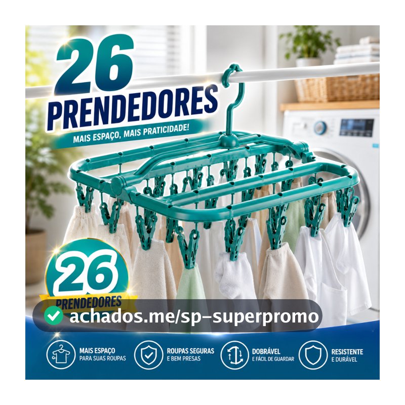 Varal 26 ou 16 prendedores Varal de Roupa Intima, Varal de calcinha, Varal para Meias e Cuecas