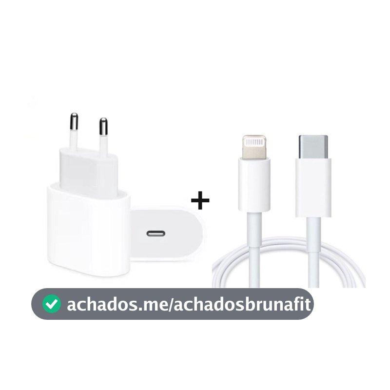 Kit Fonte + Cabo Carregador  Lightning Usb-C Tipo C 1m de Carregamento Rápido/Dados  11 12 13 14 Max e 14 Pro Max 14