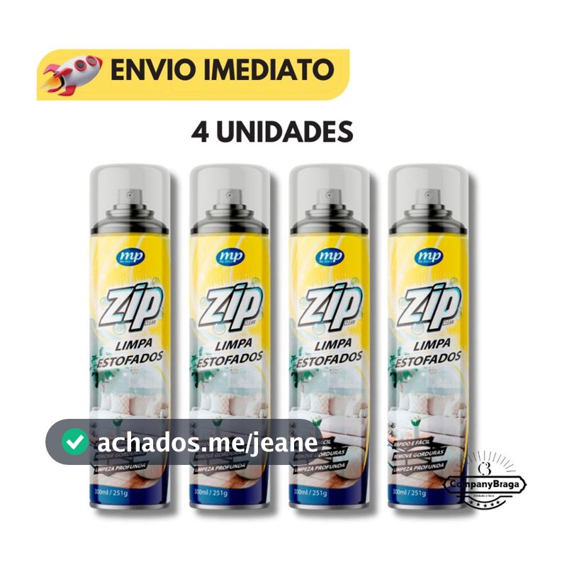 Espuma Spray Zip Clean 300ml Limpa a Seco Sofá, Estofado, Banco de Carro Limpeza Profunda Multiuso