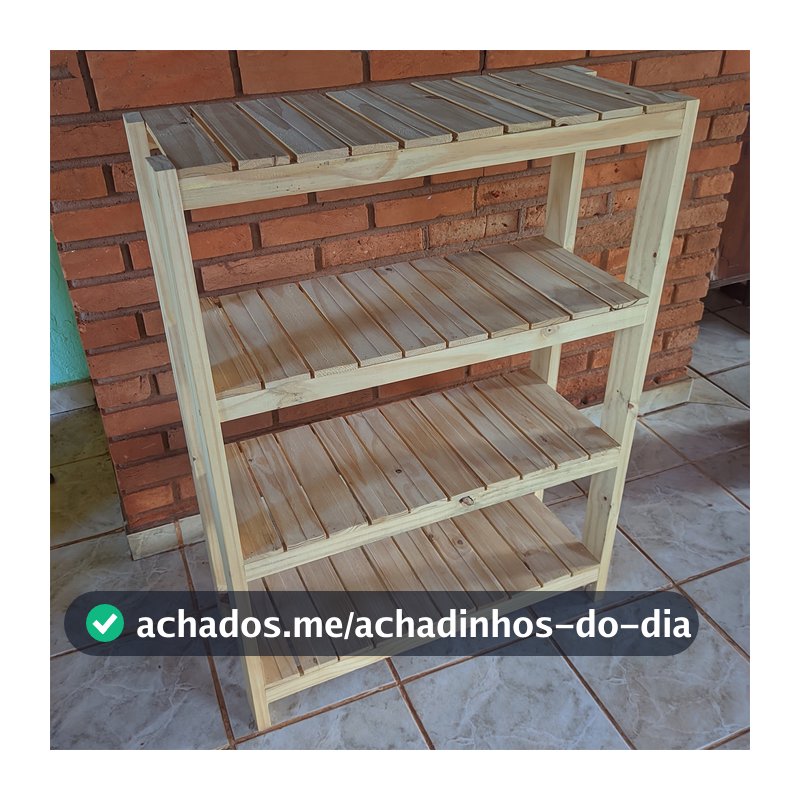 Estante com 4 Prateleiras de Madeira Maciça Pinus 100x70
