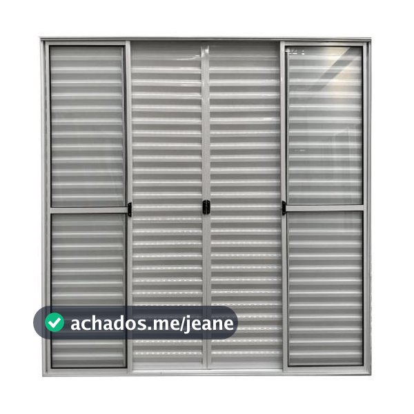 Porta Balcão 6 Folhas Alumínio Branco com Trinco  Linha Modular