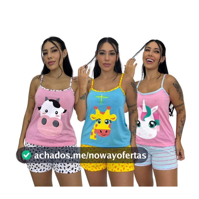 Kit com 2 Baby Doll Alcinha Feminino Estampada Fresquinho Malha Short Confortável Curto Roupa de Dormir Adulto Dejule