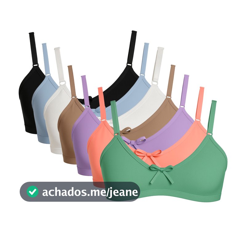 Kit 5 Top Infantil Juvenil Menina Sem Bojo Alça Regulável Microfibra Confortável Sutiã Top Adolescente