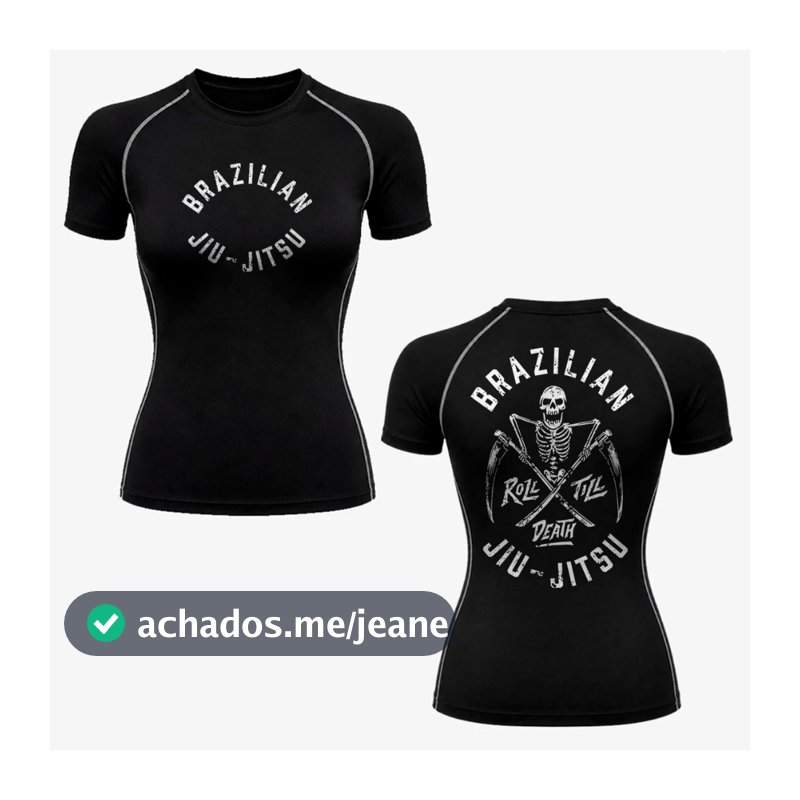 Camiseta Compressão Feminina Costura Inversa Fitness Academia Gym Brazilian Fight Arte Marcial Jiu Jitsu Skull Gotic Y2k
