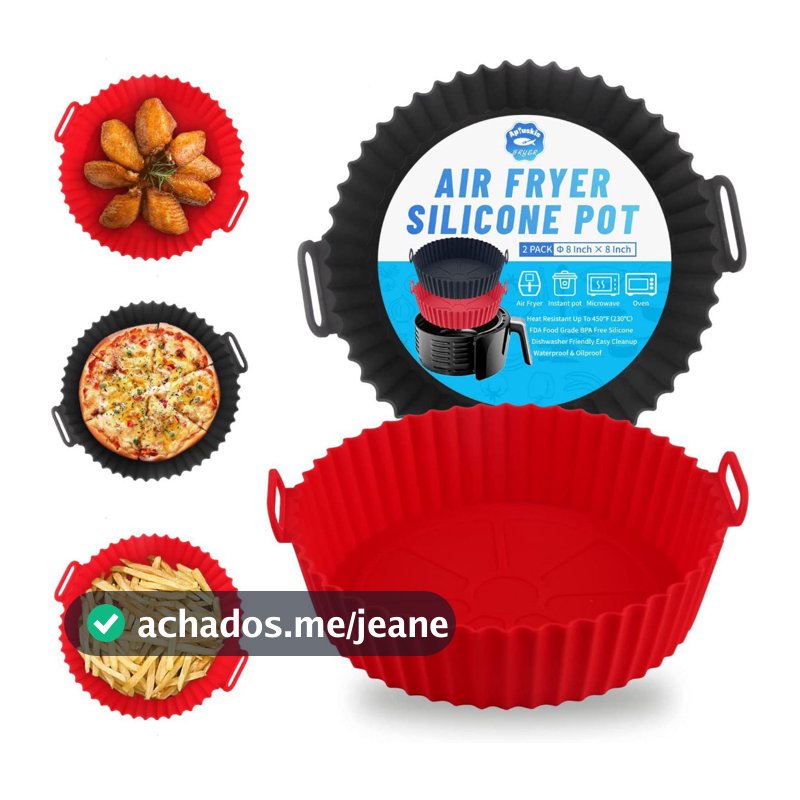 KIT Forma De Silicone Para Air Fryer Forno Microondas Fritadeira Assadeira – Reutilizável Antiaderente Flexível