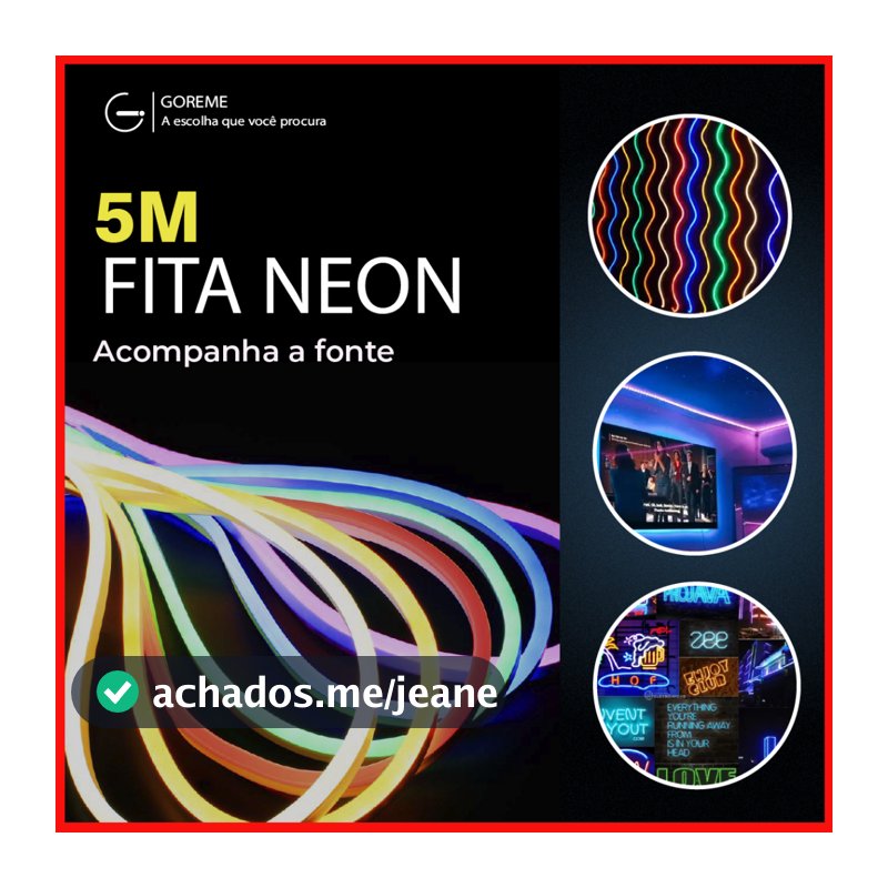 Fita de LED Mangueira Neon 5 Metros IP65 Flexível Com ou Sem Fonte | 8 Cores