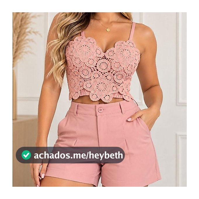 ✨ CONJUNTO FEMININO CROCHÊ FLORAL ALFAIATARIA
