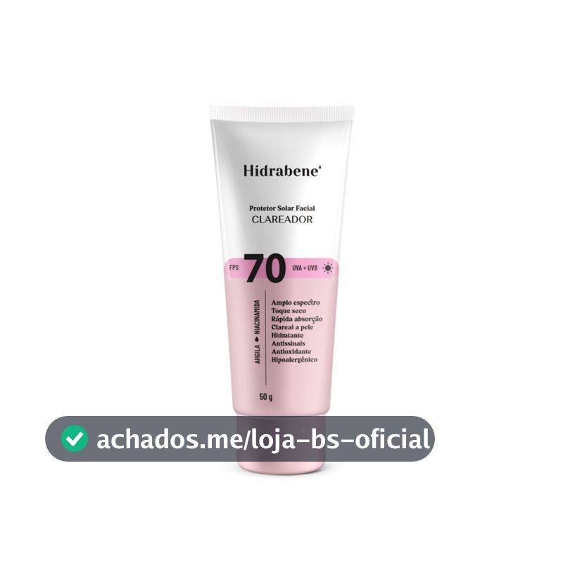 Hidrabene Protetor Solar Facial Clareador FPS 70 50 g