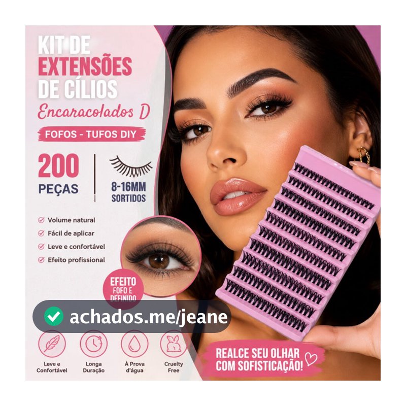 Kit De Extensões De Cílios Encaracolados D Fofos-Tufos DIY De 200 Peças 8-16 Mm