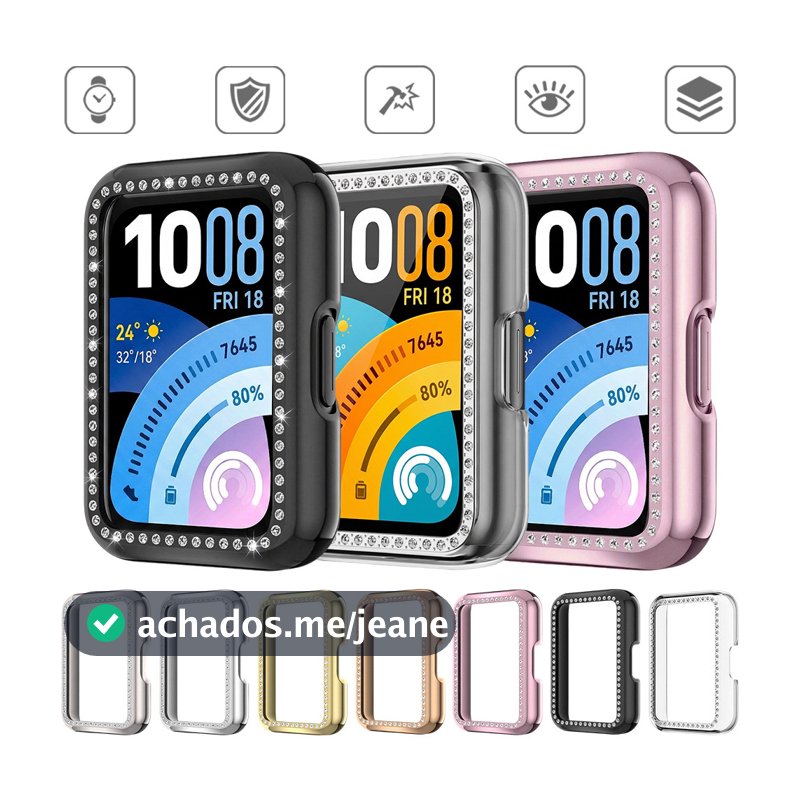 Bling Diamond PC Case Para Smartwatch Huawei Band 11/11 Pro/10 9 8 NFC Hard Shell Protetor De Tela Protetora Acessórios