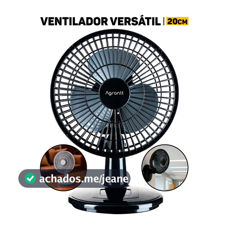 Ventilador Mini Turbo 20cm Agratt Silencioso Portátil P/ Casa Escritório Quarto Sala Mesa