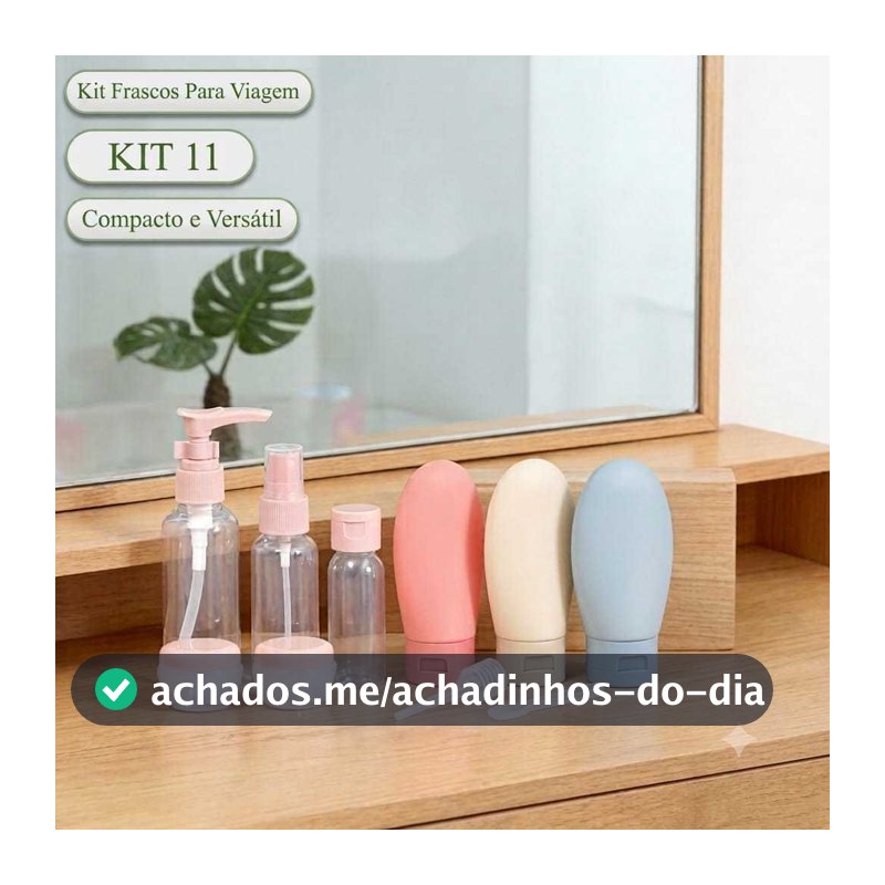 Kit 11 Frascos Porta Shampoo/ Cremes/ Plastico Para Viagem