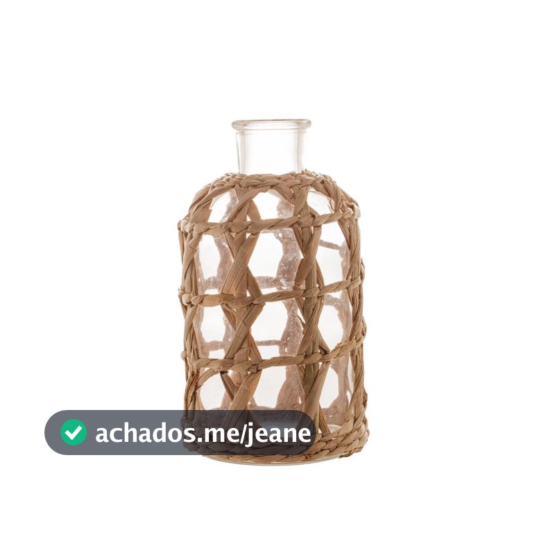 Vaso Wolff de Vidro e Fibra Natural 11cm x 20cm
