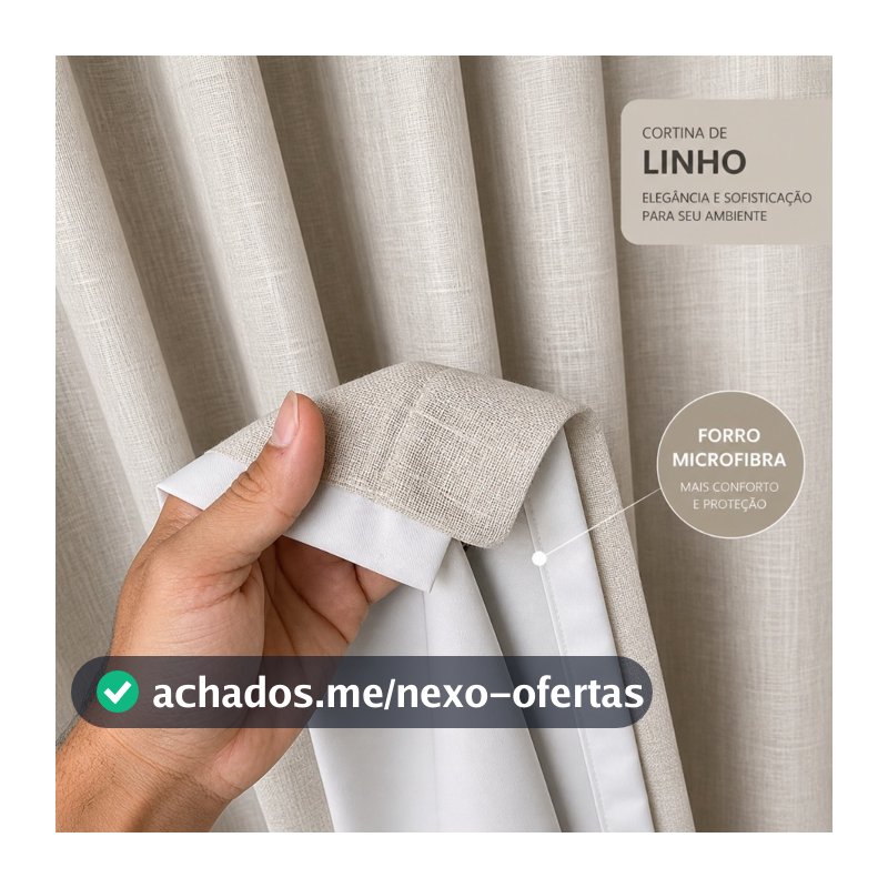 Cortina Sala e Quarto Linho com Forro Microfibra Premium de Luxo