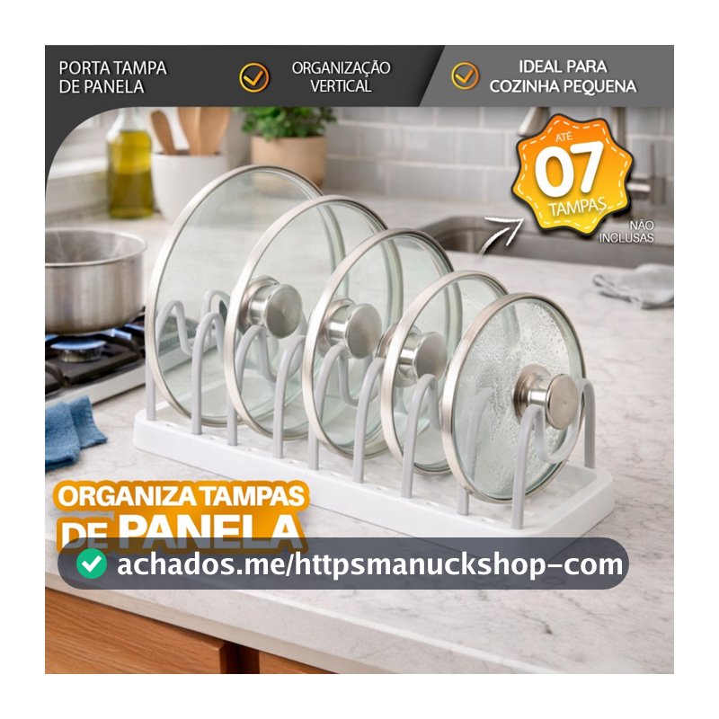 Porta Tampas de Panela Organizador Vertical para Bancada e Armário