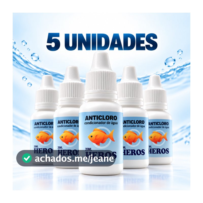 Kit 5 Condicionador Anticloro para Aquário 20ml- Heros - Para peixes ornamentais e tartaruga d'água