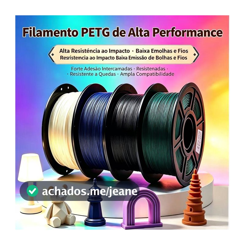 Filamento PETG e PLA 1Kg 1.75mm Alta Resistência p/ Impressora 3D – Várias Cores Biodegradável
