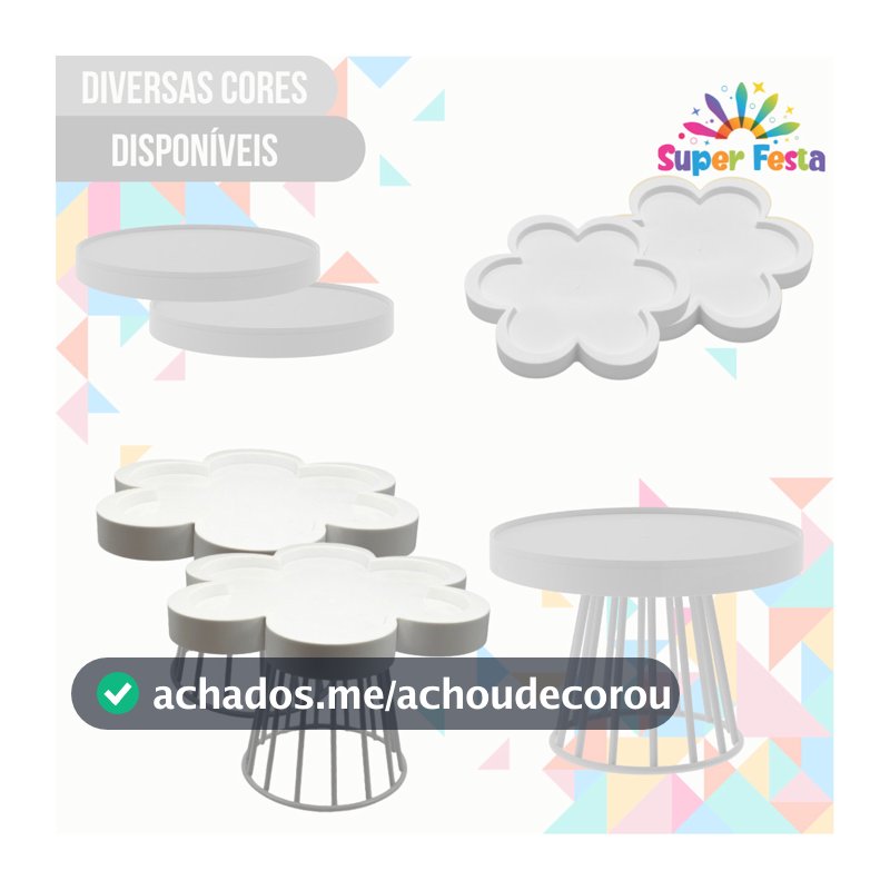 Kit Festa 1 Boleira Roma 23cm + 2 Porta Doces + 2 Bandejas Flor + 2 Bandejas Redondas - Diversas Cores