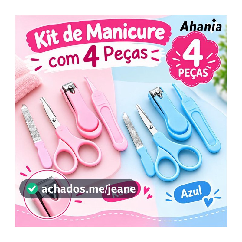 Kit Baby Cuidados Manicure e Higiene Tesoura Cortador e Lixa Unha Extrator de Cera de Ouvido, Portatil Para Viagem