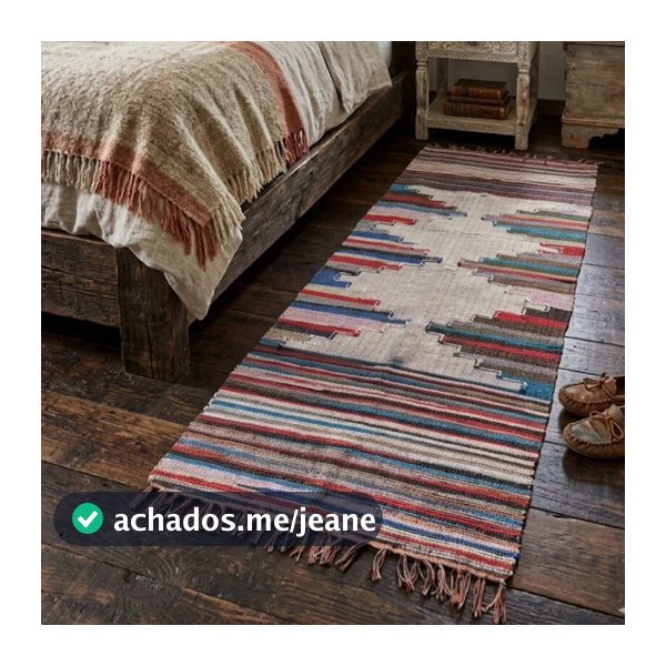 Passadeira 2m x 80cm Tapete Beira Cama de Bico Misturadinho Retalho