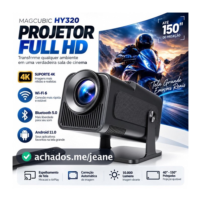 Atualizado Projetor Smart HY320 Android Full HD 1920x1080 Bluetooth Wi-fi HY300 atualizado Bivolt Alta resolução 4k